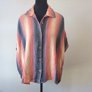 Rip Curl Blue and Red Striped Fabric